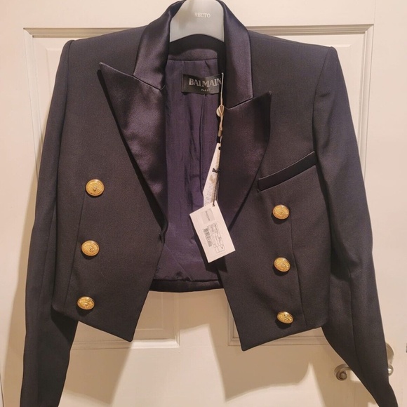 Balmain Open Front Cropped Dinner Jacket FW 2022 - Picture 5 of 8